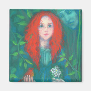 Child of the forest, red haired girl, green shades magnet