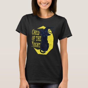 Child Of The Night Witch Cat Halloween Witchcraft T-Shirt