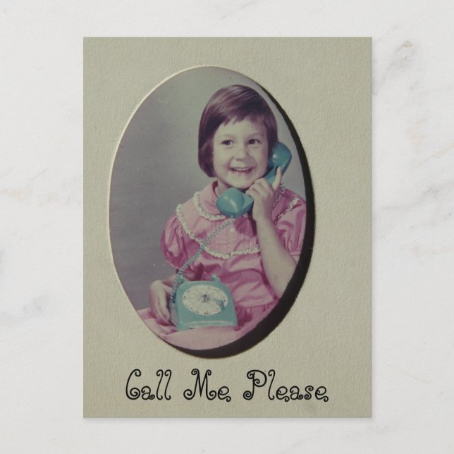 Child on Phone, Call Me Please Postcard (Front)