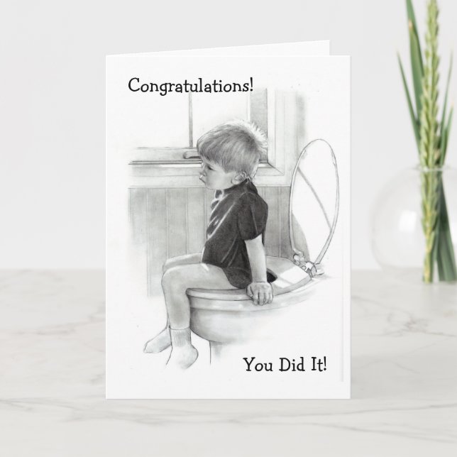 CHILD ON POTTY: CONGRATULATIONS: HUMOR CARD (Front)