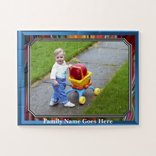 Child or Family Photo with Name Jigsaw Puzzle (Horizontal)