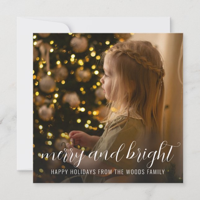 Child Photo Christmas Holiday Merry And Bright Card (Front)