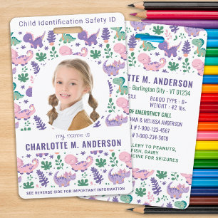 Child Photo Emergency ID Cute Kids Identification Badge