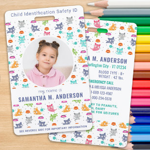 Child Photo Emergency ID Fun Kids Identification ID Badge