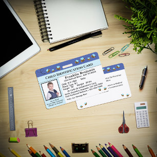 Child Photo Emergency ID Identification Card  ID Badge
