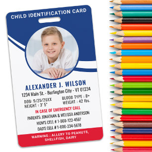 Child Photo ID Custom Emergency Identification ID Badge