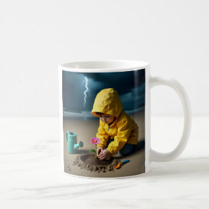 Child Planting Flower in Storm Coffee Mug