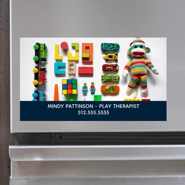 Child Play Therapist Kids Toys Magnetic Business Card (Creator Uploaded)