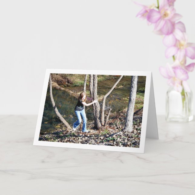 Child Playing in Woods Card (Orchid)