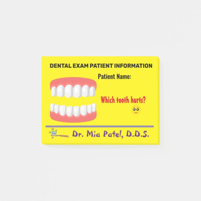 Child Pretend Play Dentist Examination Notepad (Front)