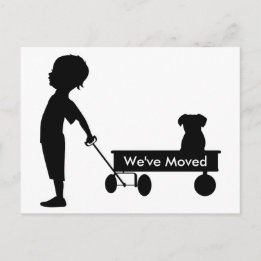 Child Pulling Wagon New Address Announcement Postcard