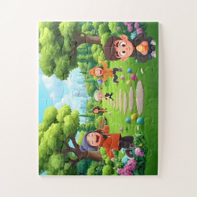 Child Puzzle 30 pieces - Happy egg hunt (Vertical)