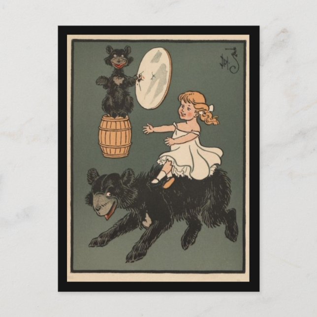 Child Riding A Bear Postcard (Front)