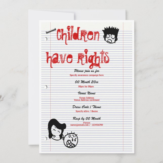Child rights awareness campaign corporate invitation (Front)