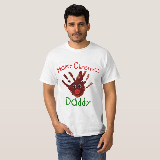 Child’s Christmas hand print t-shirt Rudolph reind (Front Full)