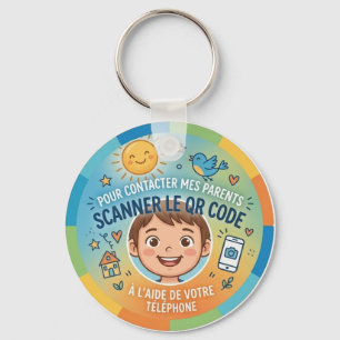 Child Safety QR Code To Contact Parents Key Ring