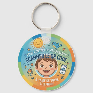 Child Safety QR Code To Contact Parents Key Ring