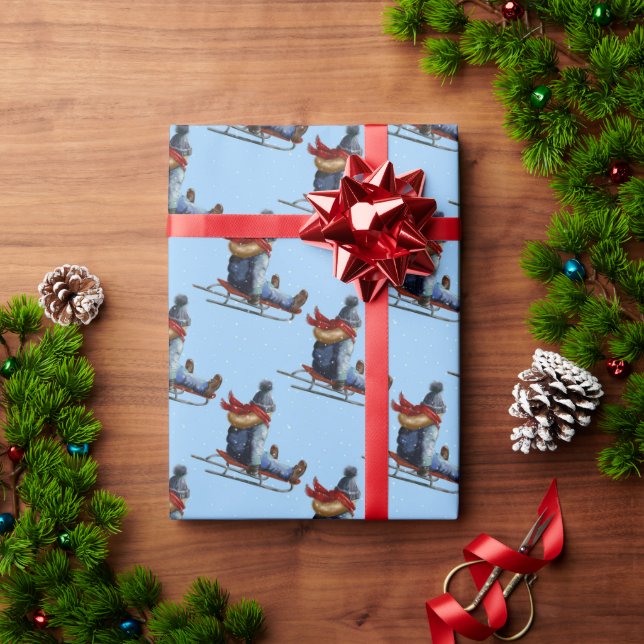Child Sledding Wrapping Paper (Holiday Gift)