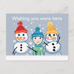 Child, Snowmen and beanies Postcard