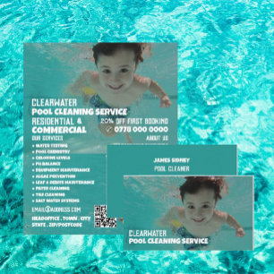 Child Swimmer Portrait, Swimming Pool Cleaner Business Card