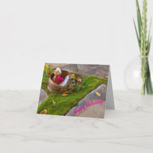 Child Teddy Bear Feathers Dress up birthday Card