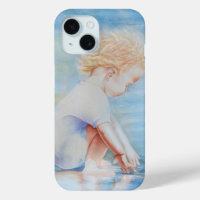 Child toddler on beach lakefront water scene