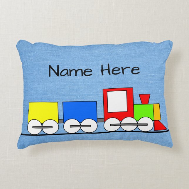 Child Toy Steam Train Cushion with Name (Front)
