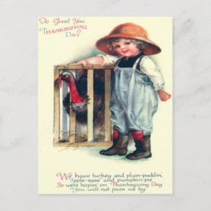 Child & Turkey Postcard