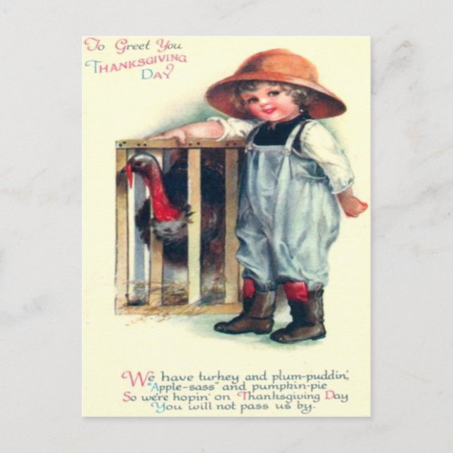 Child & Turkey Postcard (Front)