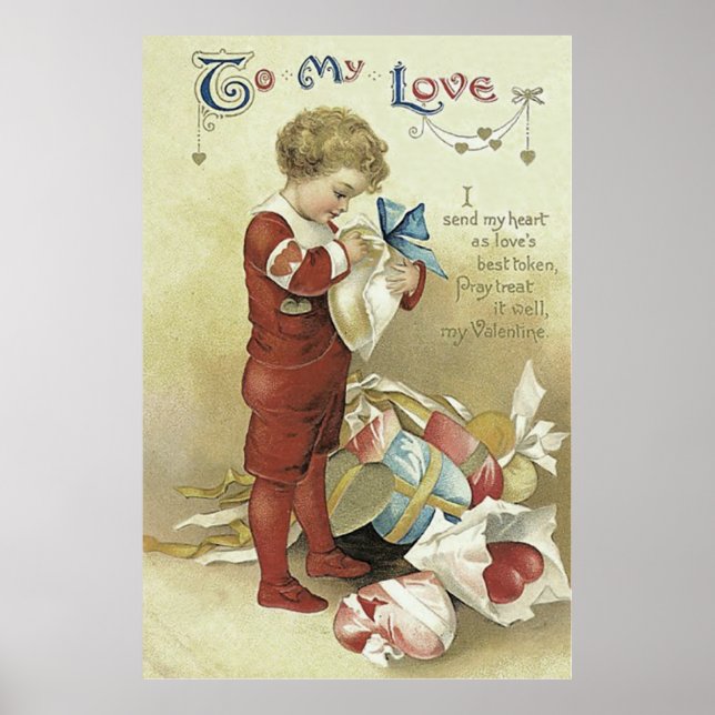 Child Valentine Presents Heart Poster (Front)
