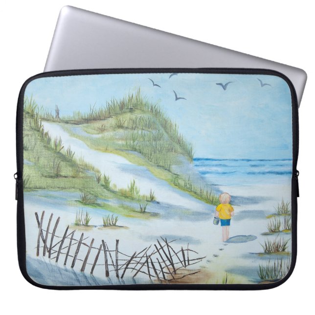 Child Walking on a Beach Laptop Sleeve (Front)