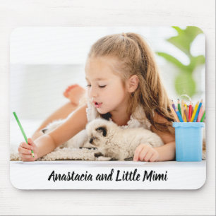 Child with animal photo personalised modern mouse mat