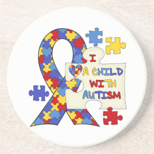 Child With Autism Awareness Ribbon Coaster