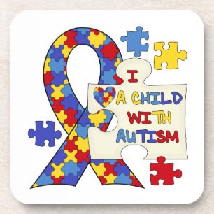 Child With Autism Awareness Ribbon Coaster