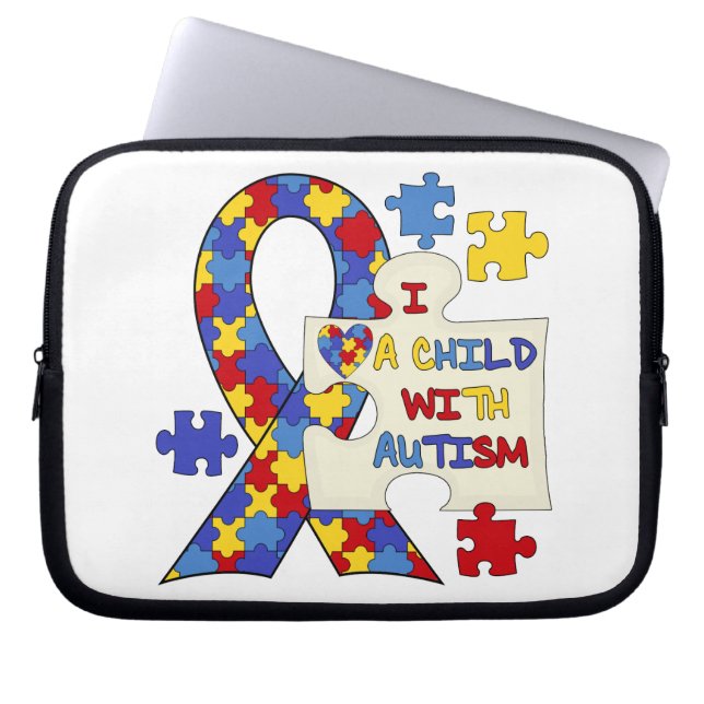 Child With Autism Awareness Ribbon Laptop Sleeve (Front)