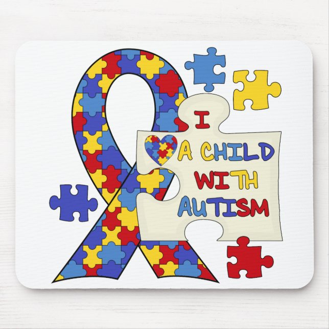 Child With Autism Awareness Ribbon Mouse Mat (Front)
