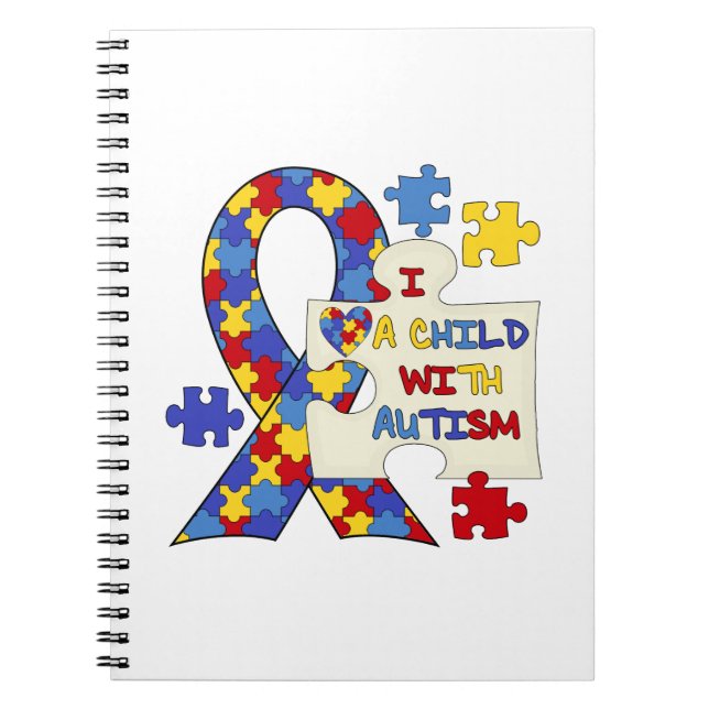 Child With Autism Awareness Ribbon Notebook (Front)