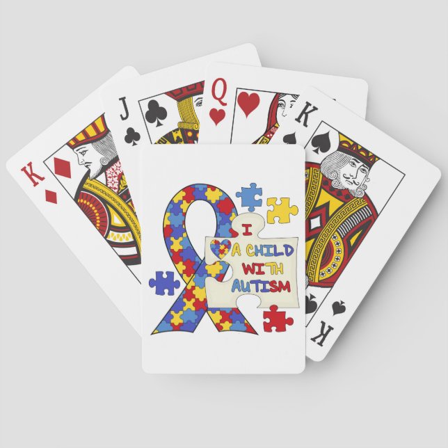 Child With Autism Awareness Ribbon Playing Cards (Back)