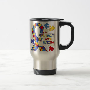 Child With Autism Awareness Ribbon Travel Mug