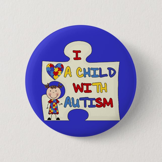Child WIth Autism Brunette Girl 2 6 Cm Round Badge (Front)