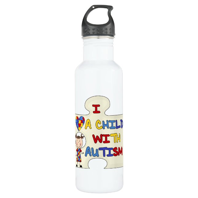 Child WIth Autism Brunette Girl 2 710 Ml Water Bottle (Front)