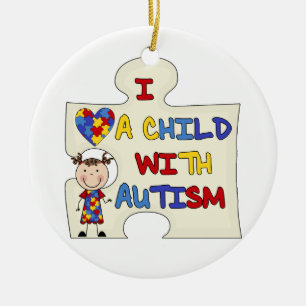 Child WIth Autism Brunette Girl 2 Ceramic Tree Decoration