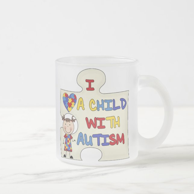 Child WIth Autism Brunette Girl 2 Frosted Glass Coffee Mug (Right)