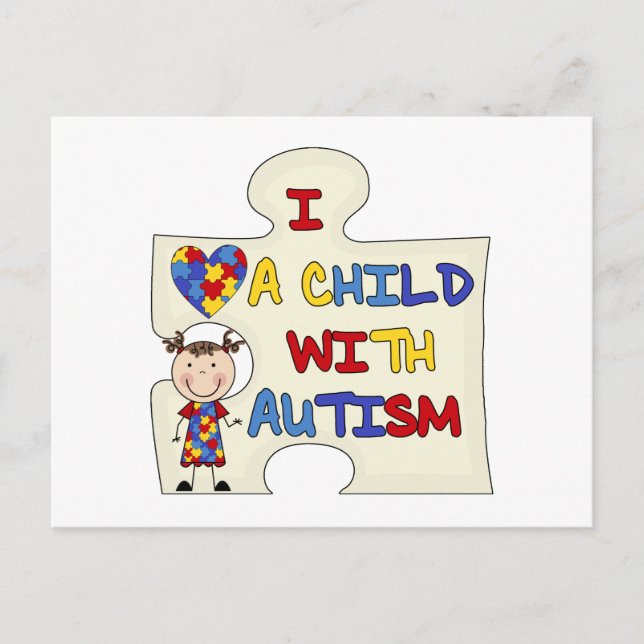 Child WIth Autism Brunette Girl 2 Postcard (Front)