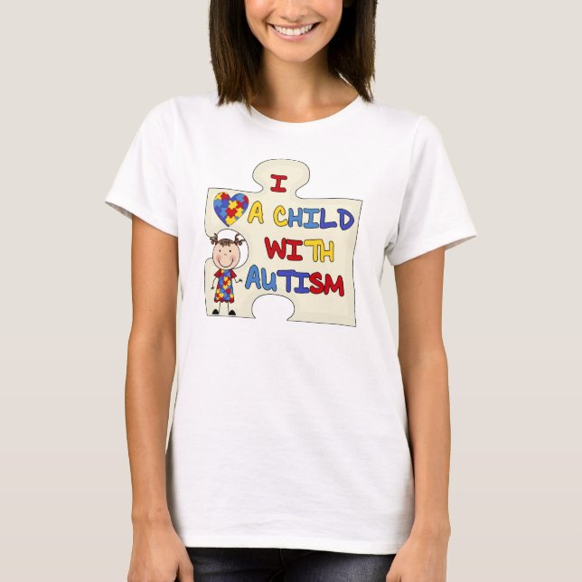 Child WIth Autism Brunette Girl 2 T-Shirt (Front)