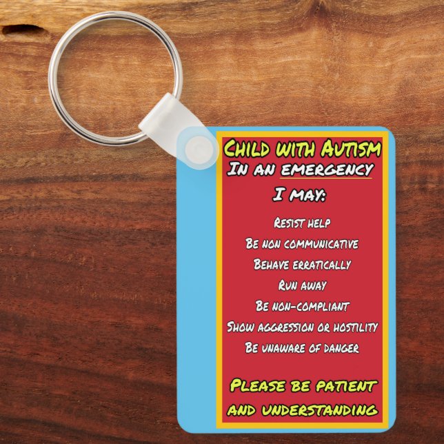 Child with Autism Emergency  Key Ring (Front)