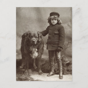 Child With Dog, C1885 Postcard