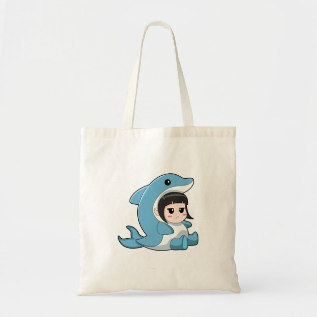 Child with Dolphin Costume Tote Bag (Front)
