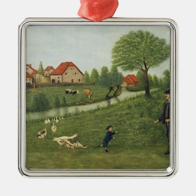 Child with Geese Metal Tree Decoration (Front)