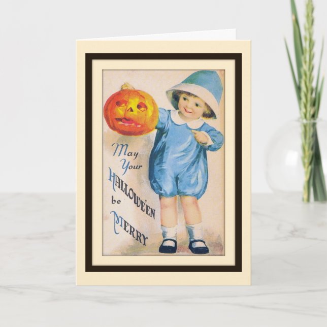 Child with Halloween Jack O' Lantern Card (Front)